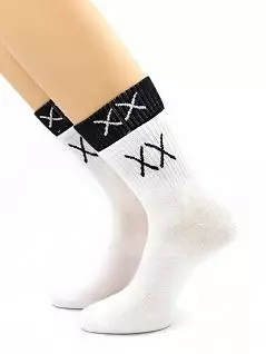 Стильные носки с принтом "Крестики" белого цвета Hobby Line 45919